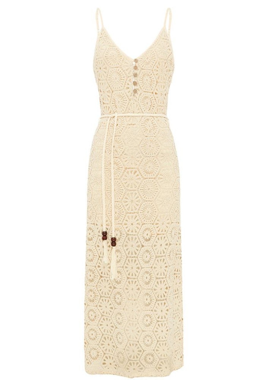 Dresses MOS The Label | Talia Beach Lace Midi Dress Ivory