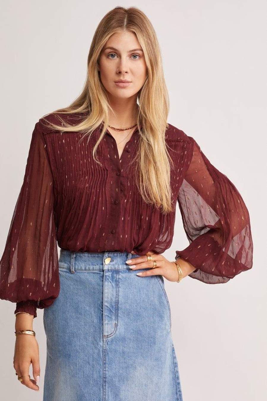 Blouses MOS The Label | Abloom Blouse Wine