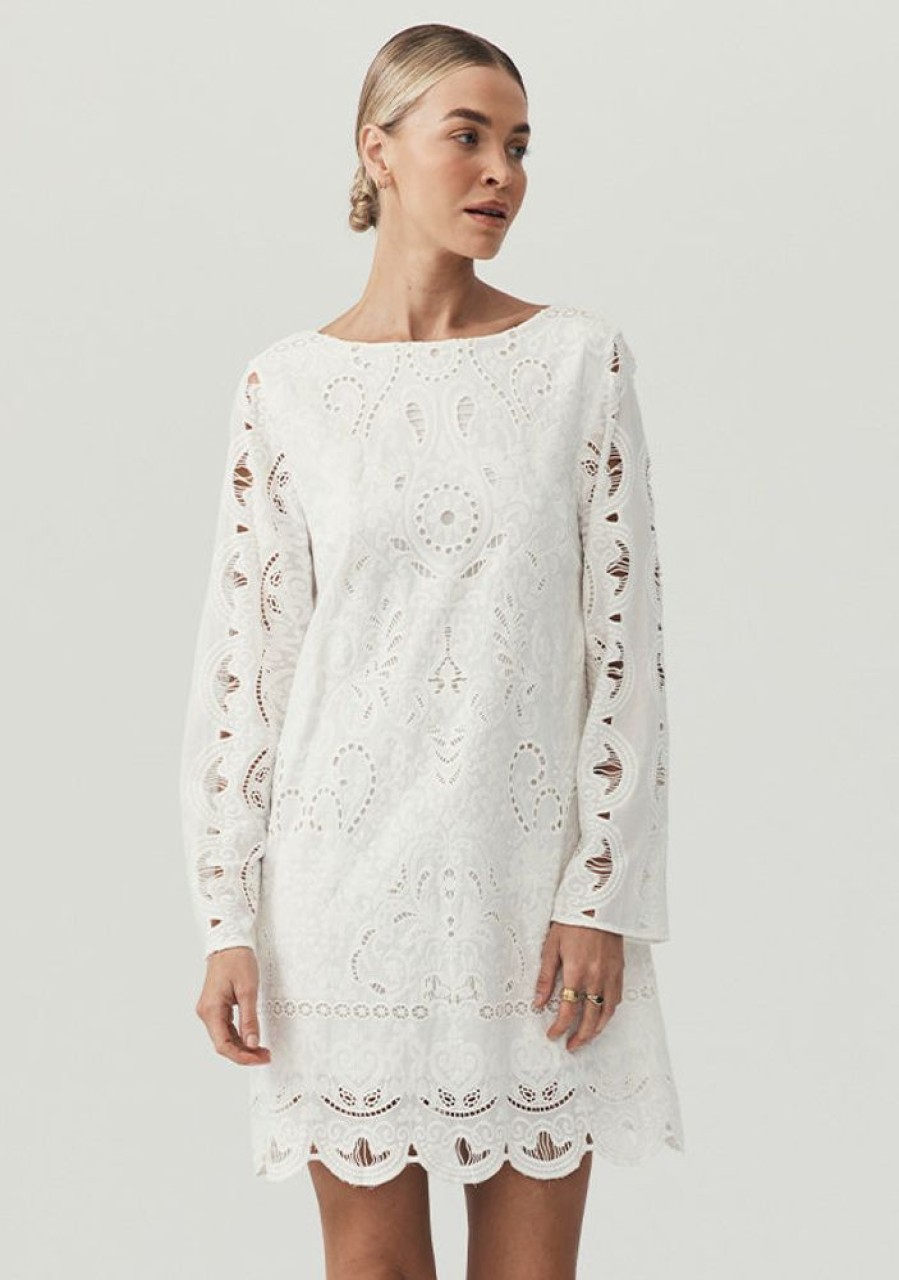 Dresses MOS The Label | Nora Embroidery Mini Dress Ivory