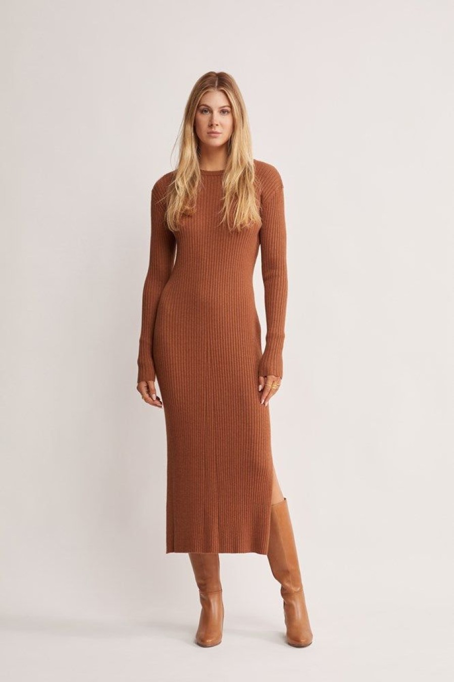 Dresses MOS The Label | Wistful Knit Midi Dress Terracotta