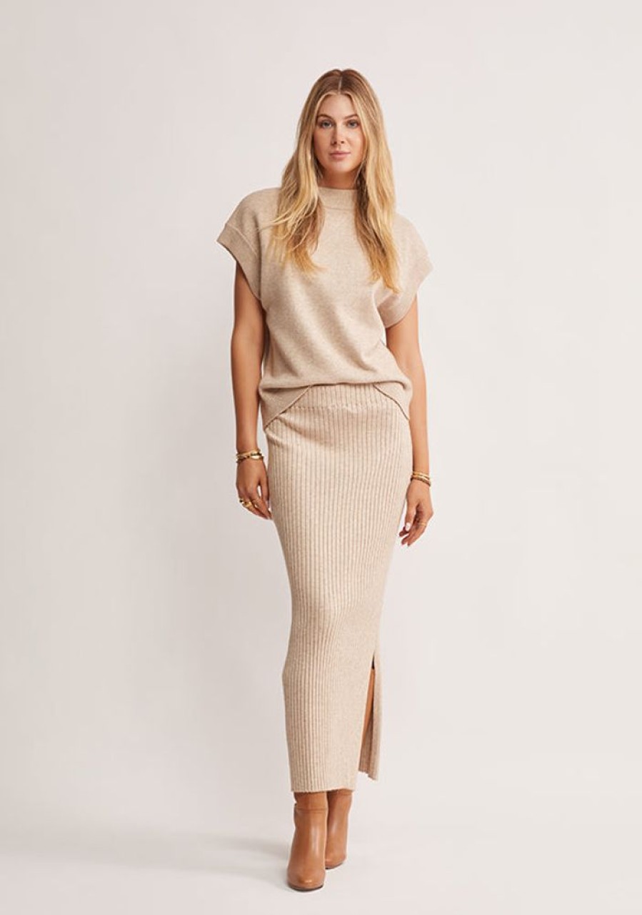 Bottoms MOS The Label | Wistful Knit Midi Skirt Sand