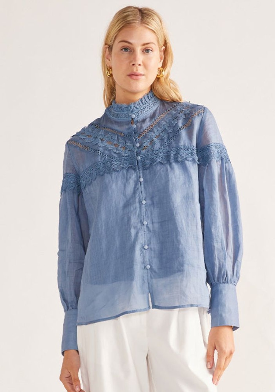 Blouses MOS The Label | Elena Blouse Midnight Blue