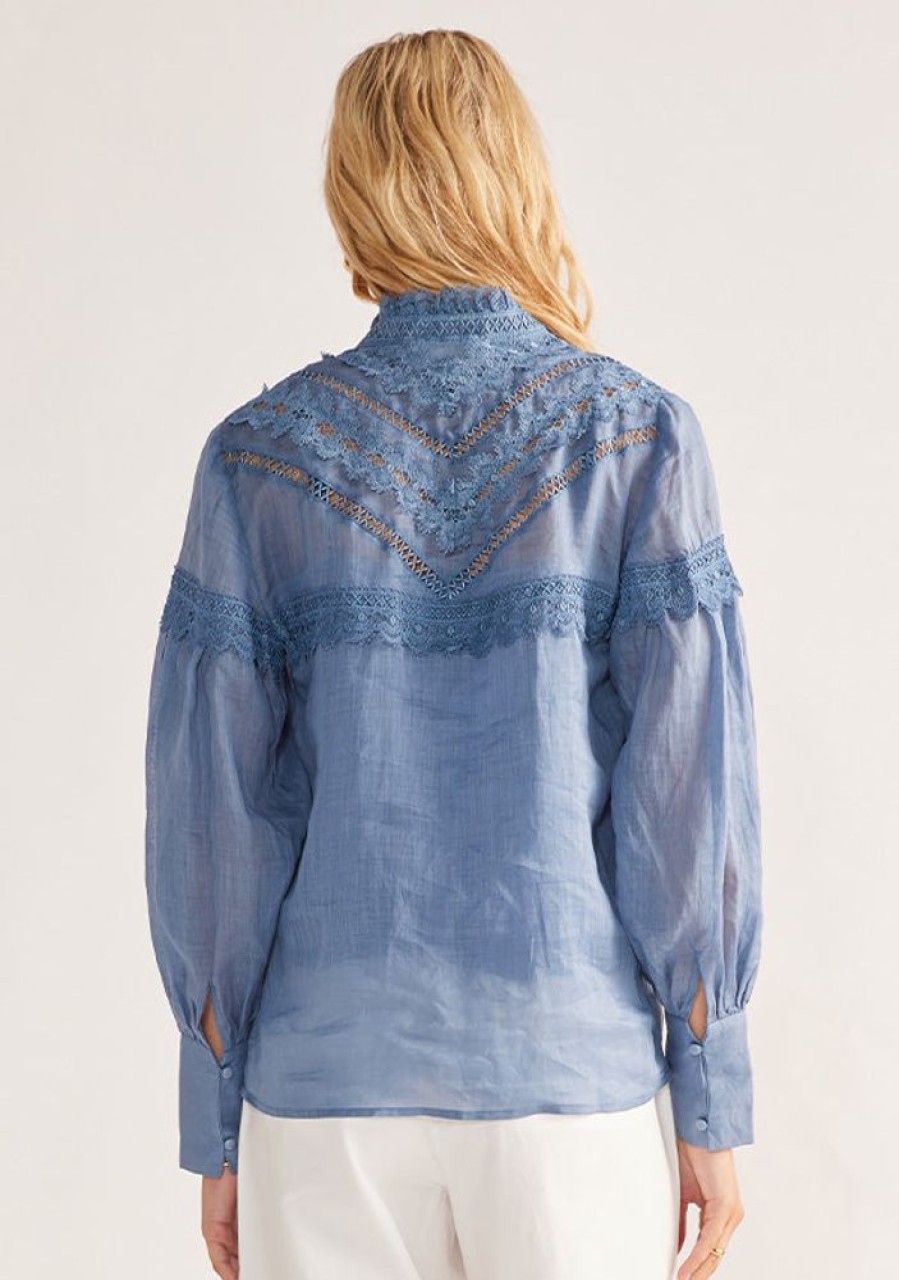 Blouses MOS The Label | Elena Blouse Midnight Blue