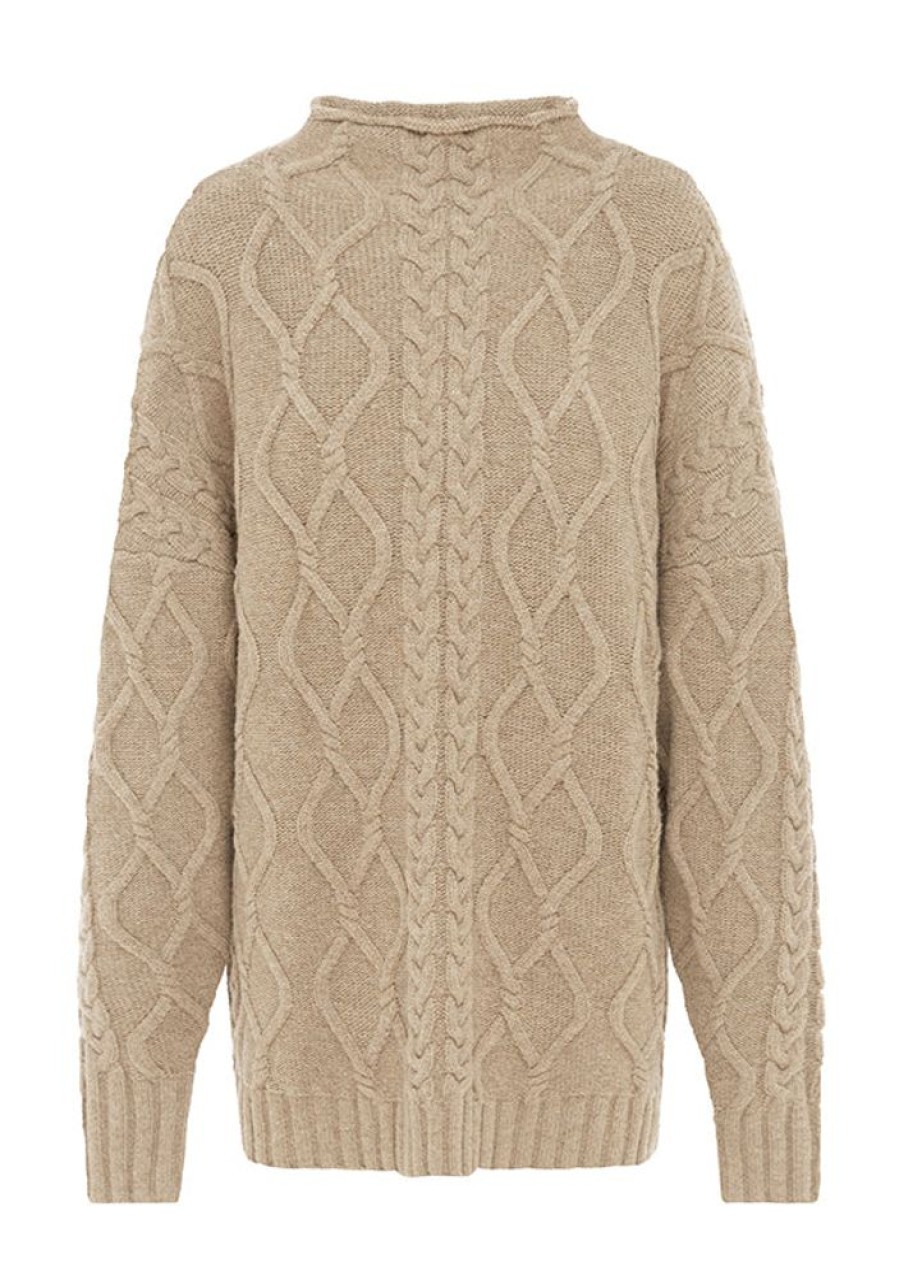 Outerwear MOS The Label | Inflorescence Knit Sweater Mocha