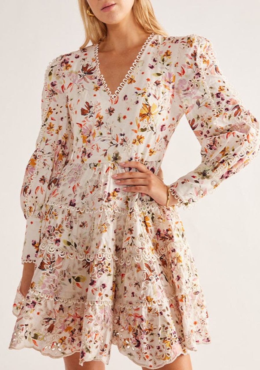 Dresses MOS The Label | Alexia Mini Dress Ivory Alexia Print