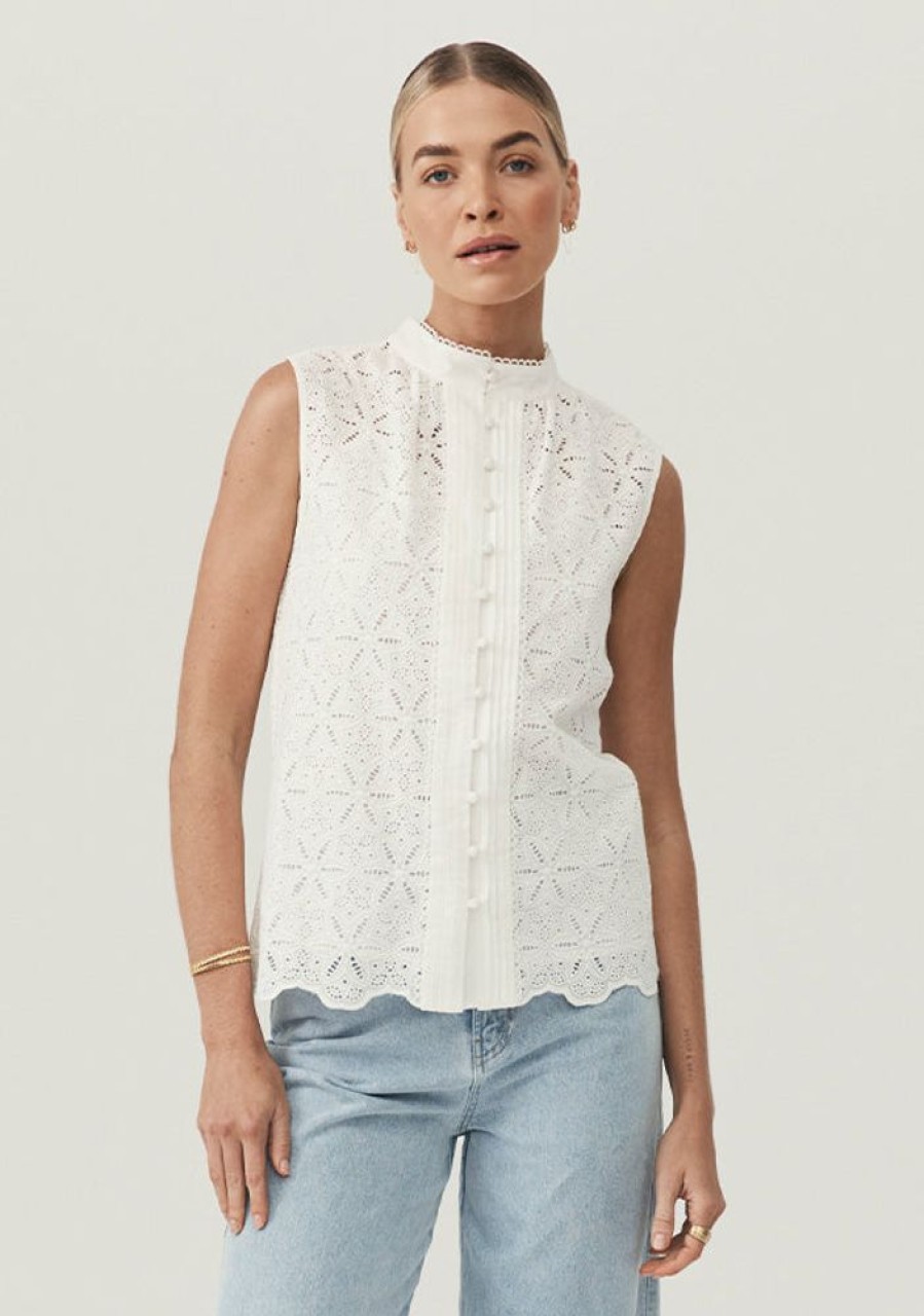 Blouses MOS The Label | Sara Lace Sleeveless Blouse Ivory