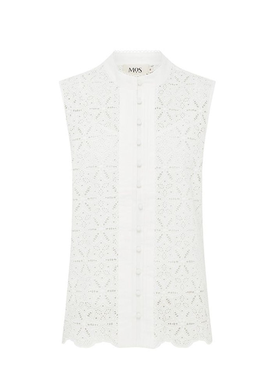 Blouses MOS The Label | Sara Lace Sleeveless Blouse Ivory