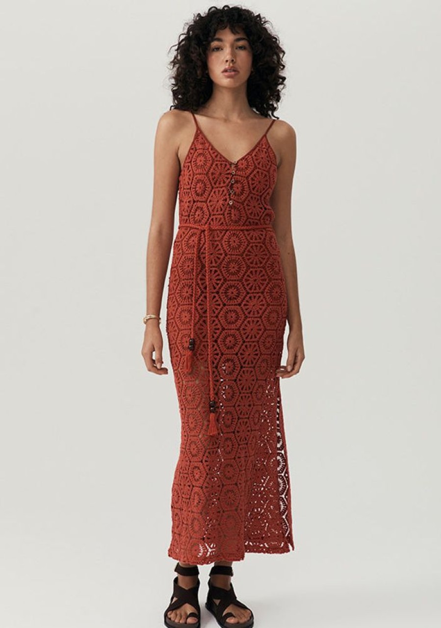 Dresses MOS The Label | Talia Beach Lace Midi Dress Sangria