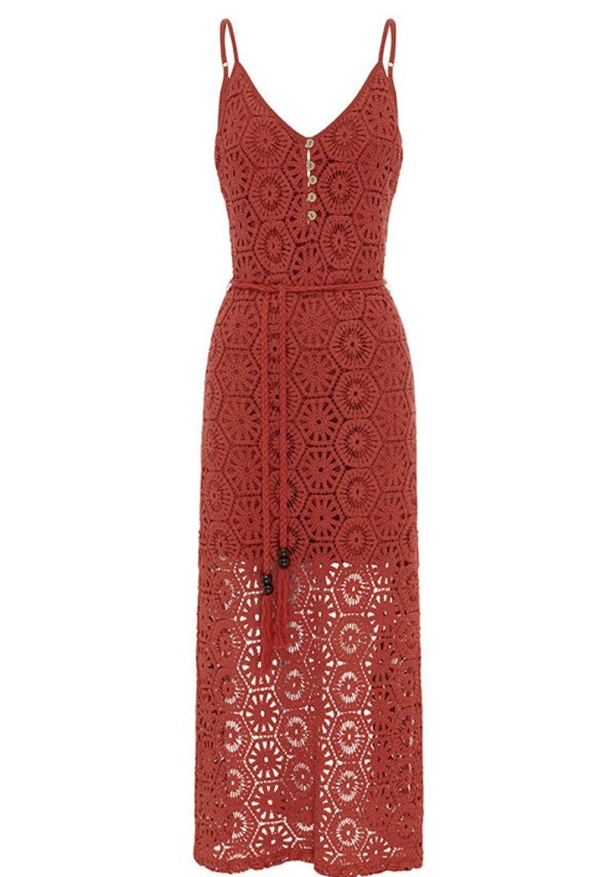 Dresses MOS The Label | Talia Beach Lace Midi Dress Sangria