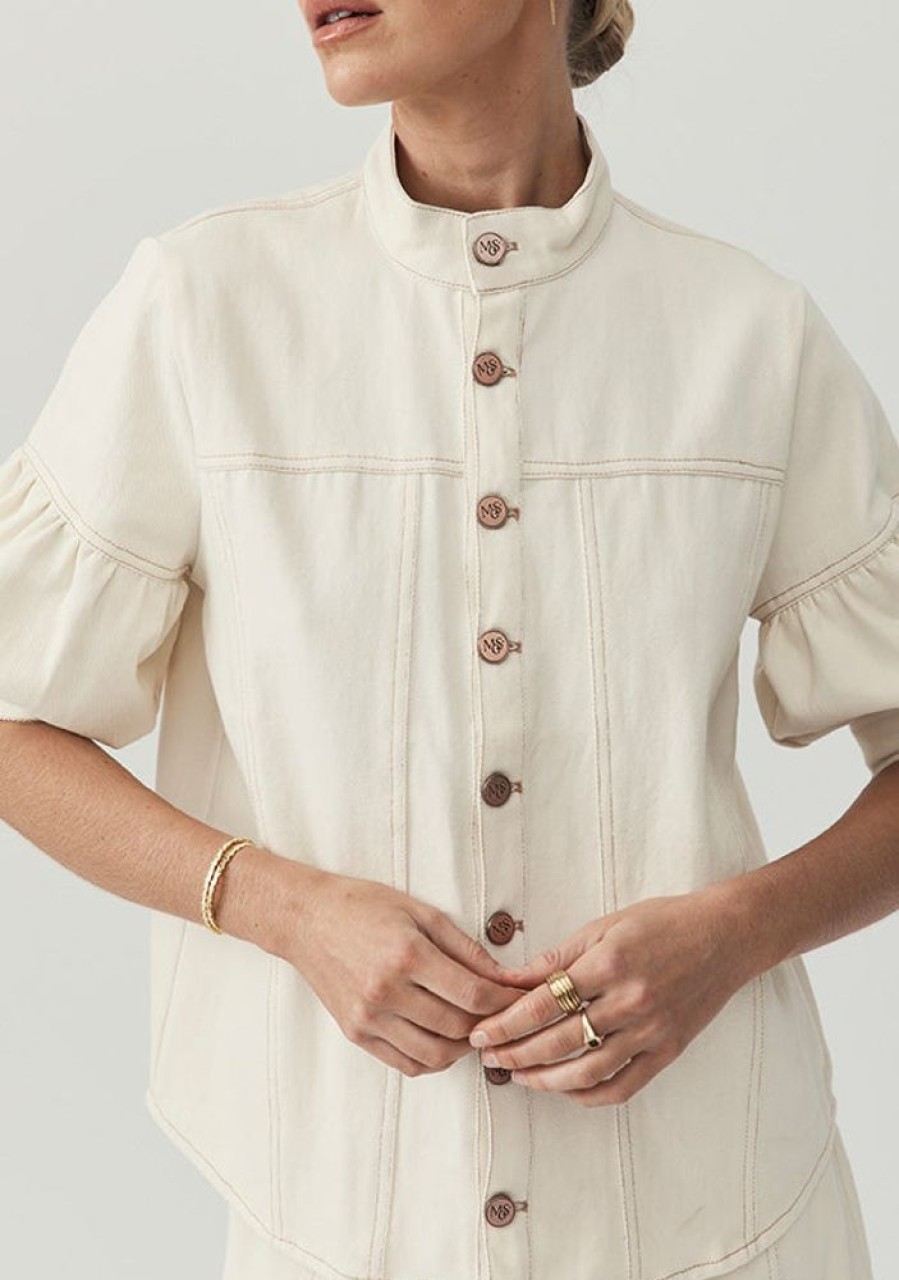 Denim MOS The Label | Lucia Denim Blouse Ivory