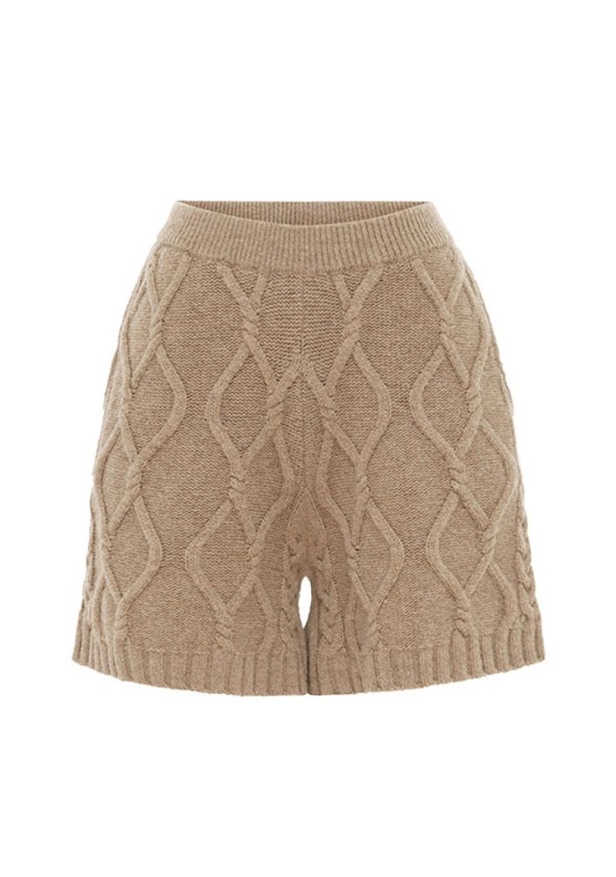 Bottoms MOS The Label | Inflorescence Knit Shorts Mocha