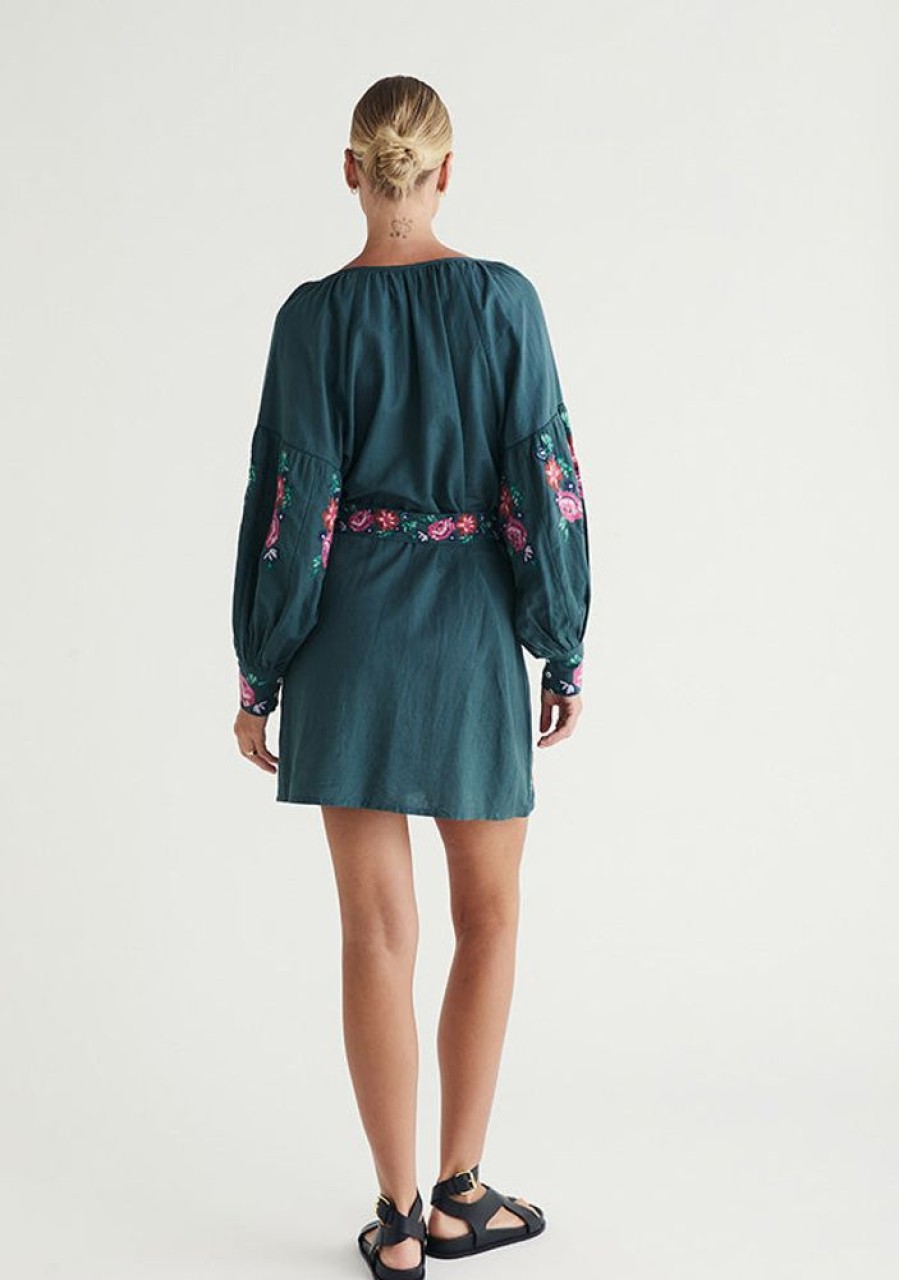 Dresses MOS The Label | Ophelia Long Sleeve Mini Dress Pine