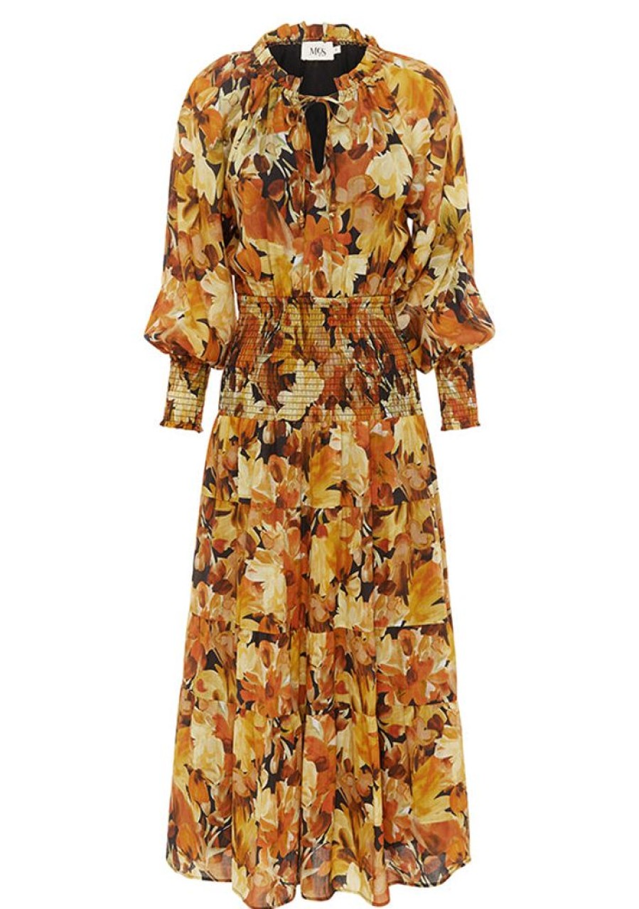 Dresses MOS The Label | Golden Fall Midi Dress Golden Fall Print