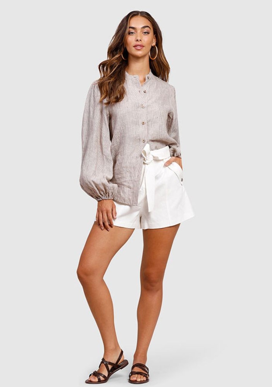 Blouses MOS The Label | Mariner Stripe Blouse Wild Mushroom