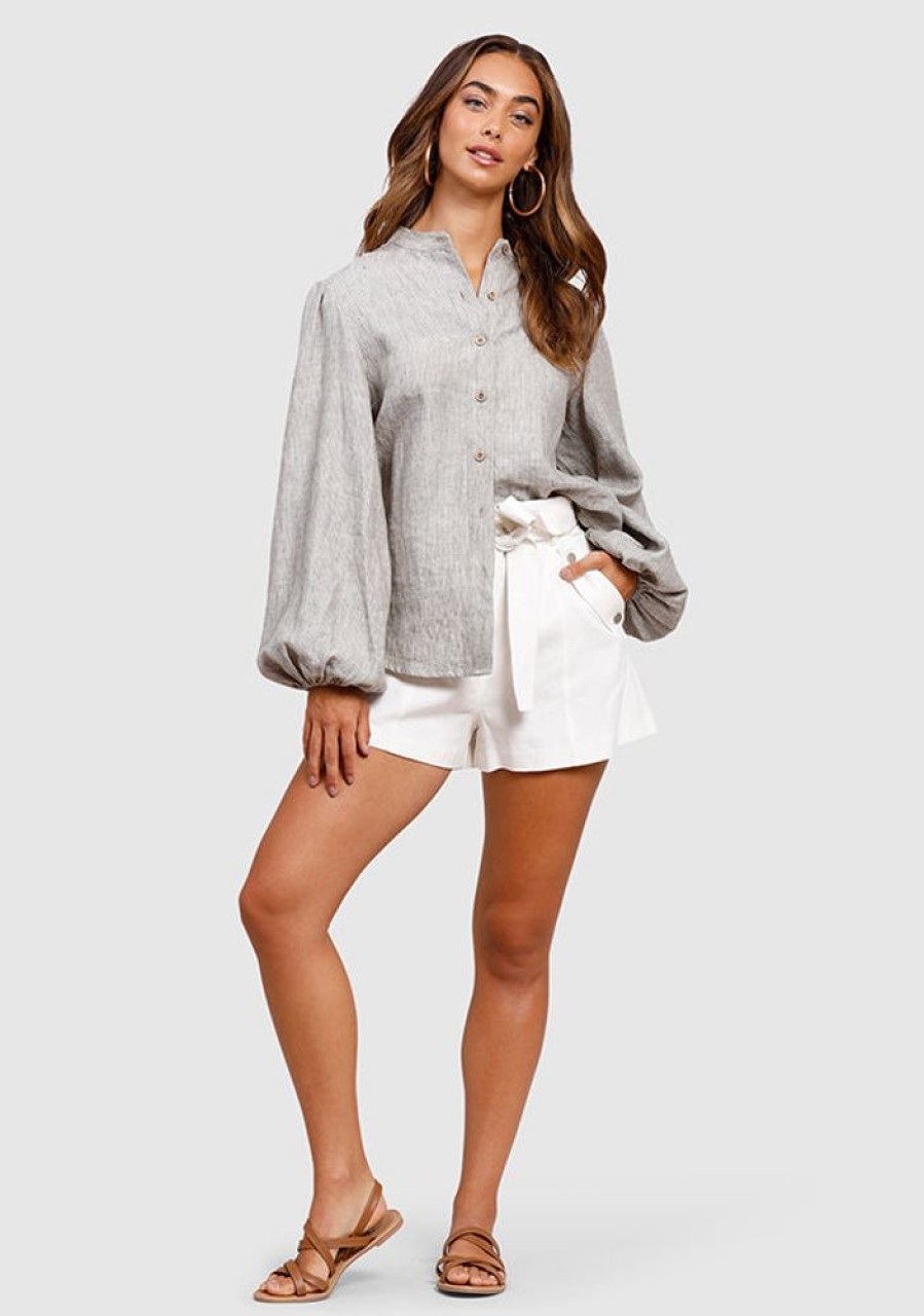 Blouses MOS The Label | Mariner Stripe Blouse Wild Mushroom