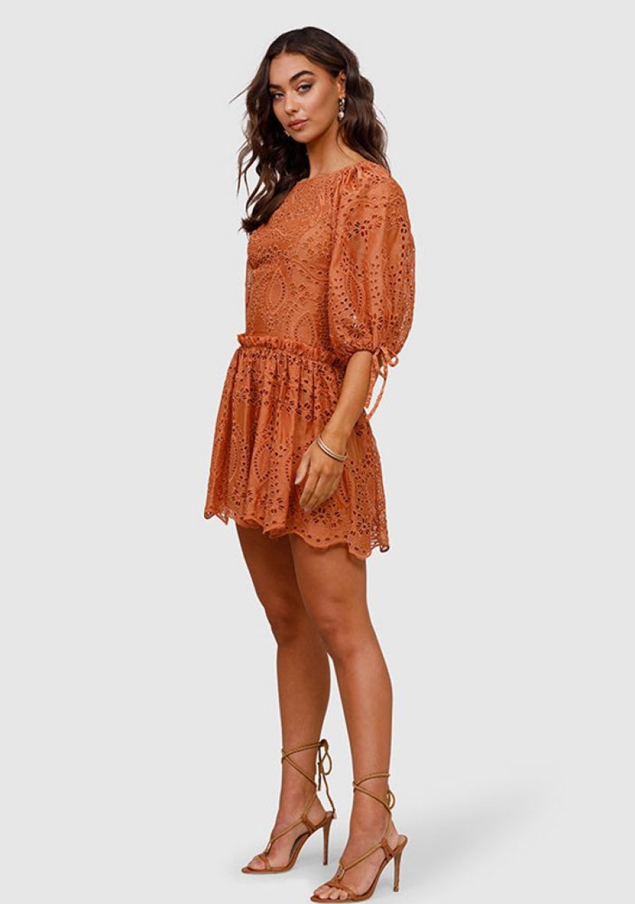 Dresses MOS The Label | Splendour Embroidery Mini Dress Toffee