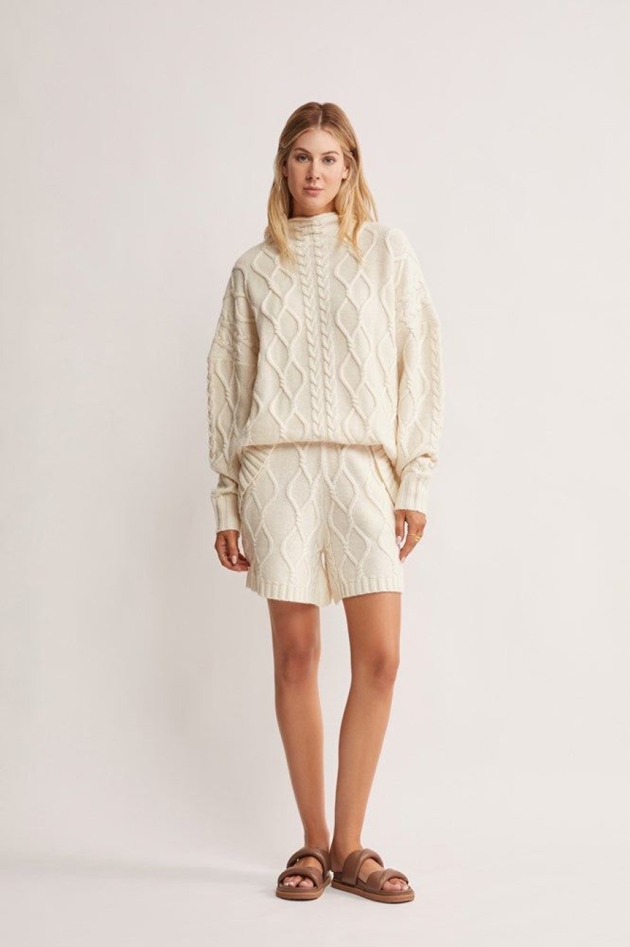 Outerwear MOS The Label | Inflorescence Knit Shorts Ivory