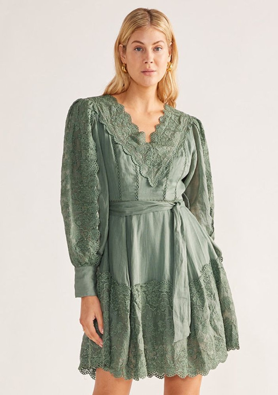 Dresses MOS The Label | Sofia Long Sleeve Mini Dress Pine