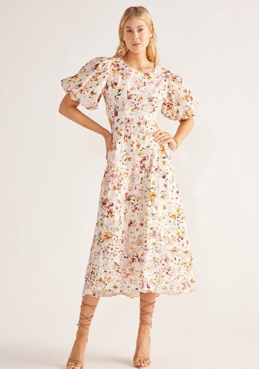 Dresses MOS The Label | Alexia Midi Dress Ivory Alexia Print