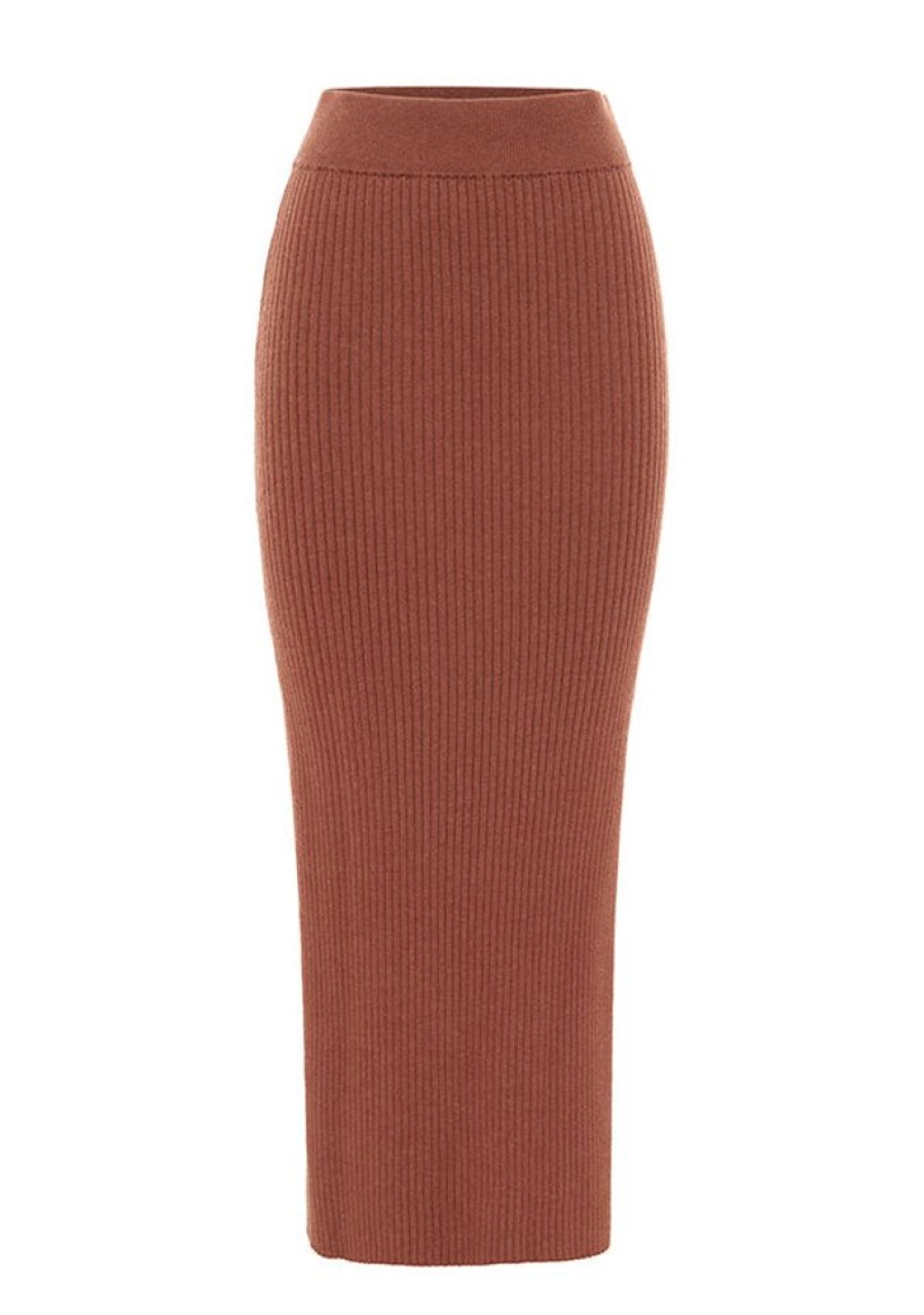 Bottoms MOS The Label | Wistful Knit Midi Skirt Auburn