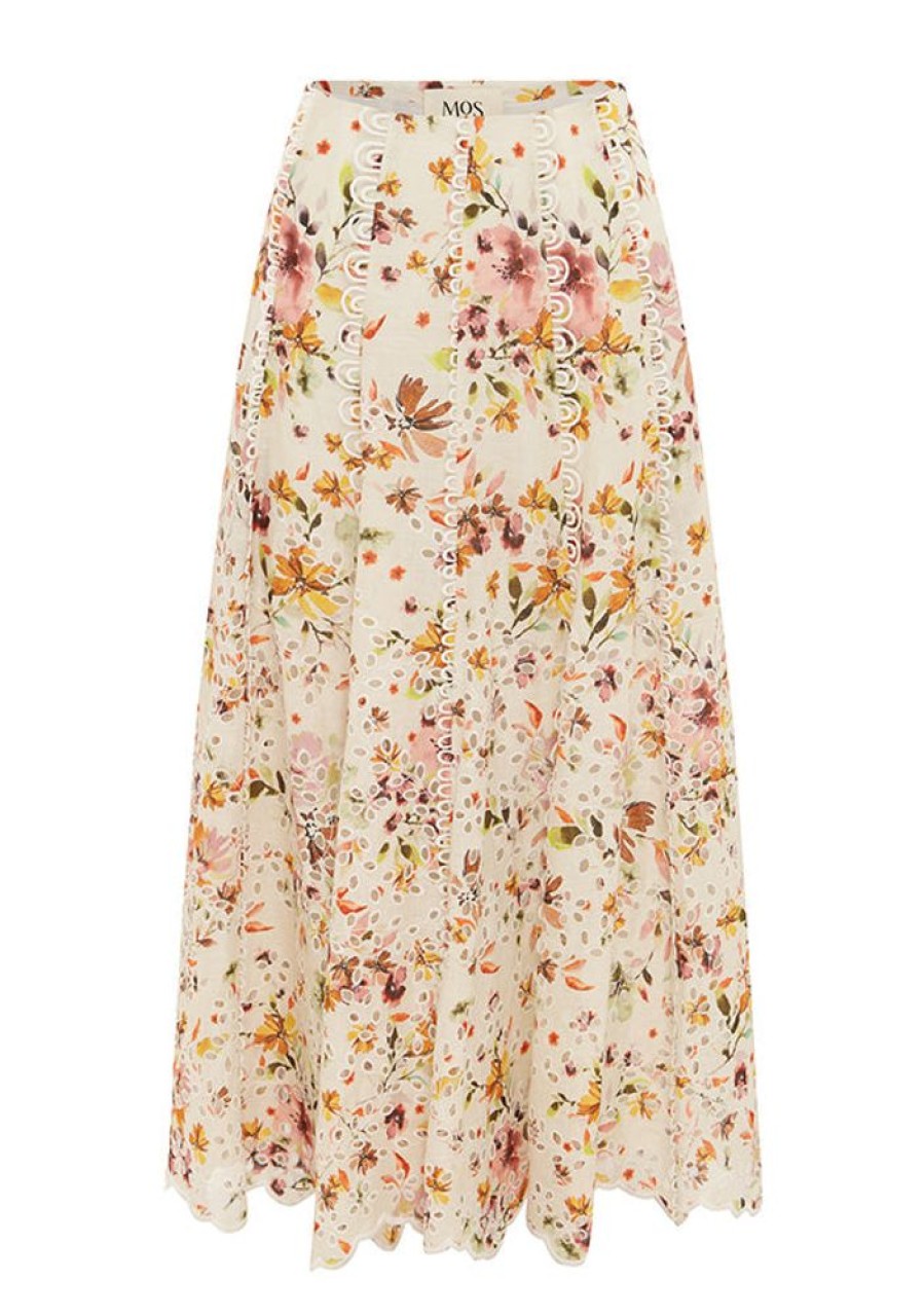 Bottoms MOS The Label | Alexia Midi Skirt Ivory Alexia Print