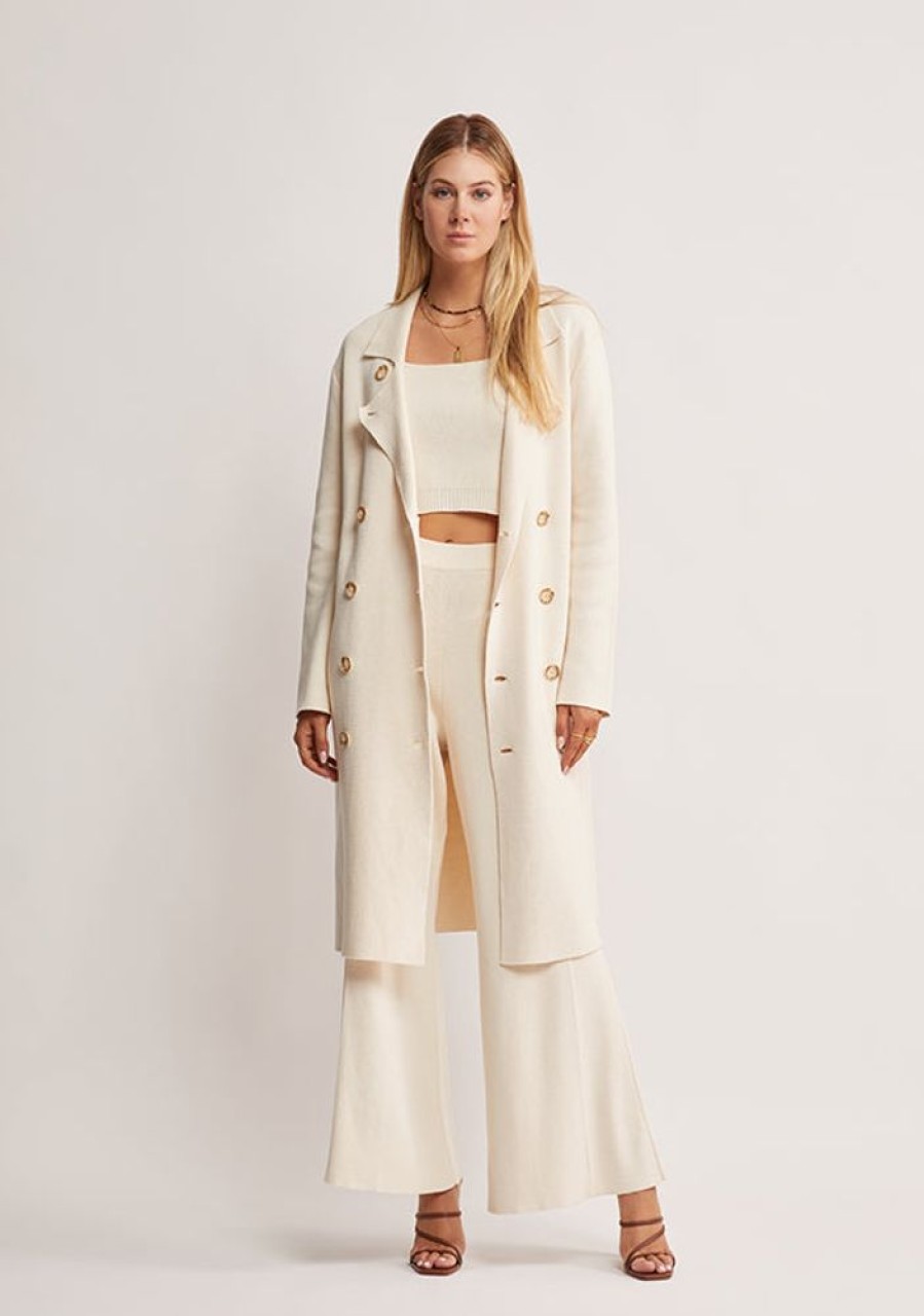 Outerwear MOS The Label | Tranquillity Knit Coat Ivory