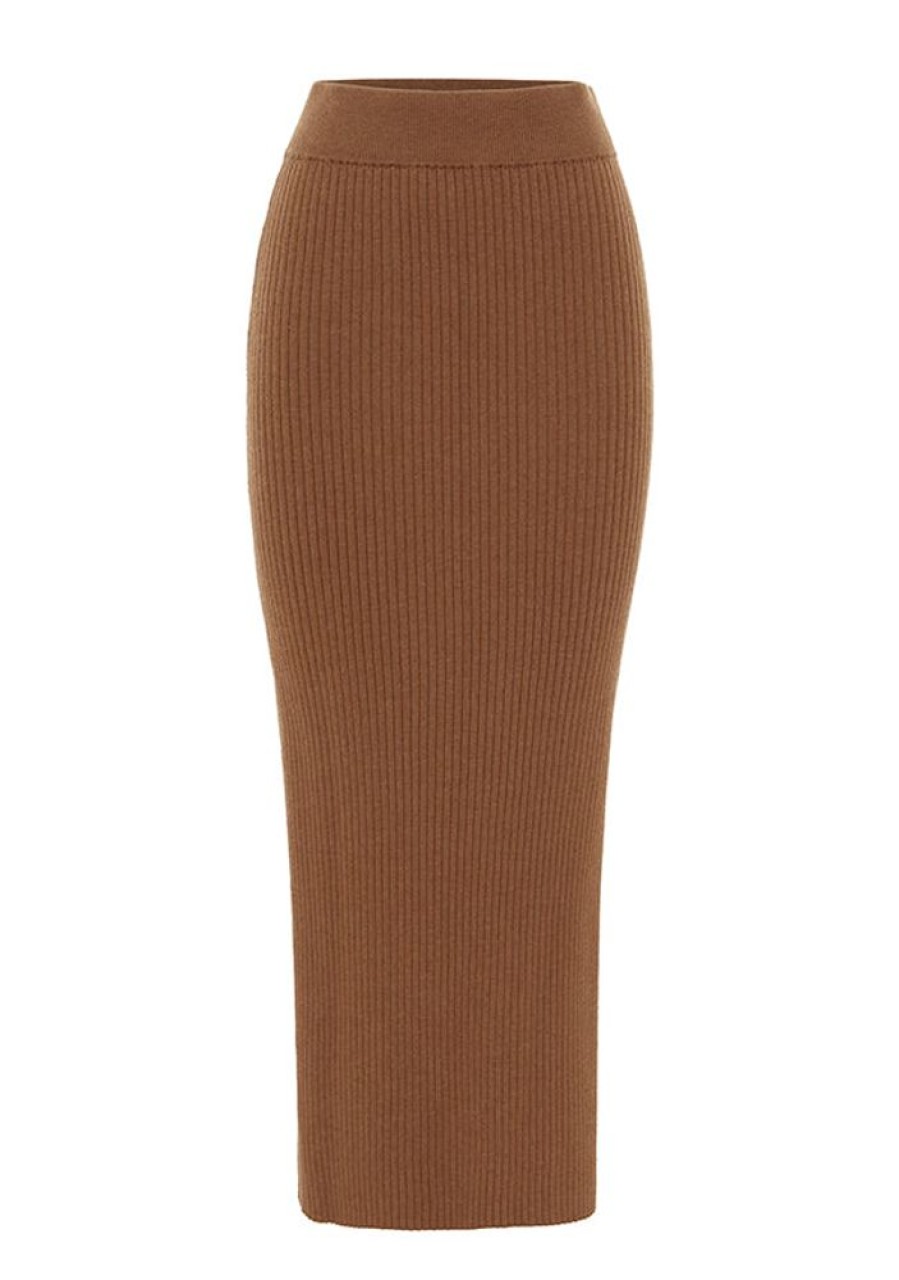 Bottoms MOS The Label | Wistful Knit Midi Skirt Terracotta