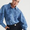 Blouses MOS The Label | Helia Long Sleeve Blouse Midnight Blue